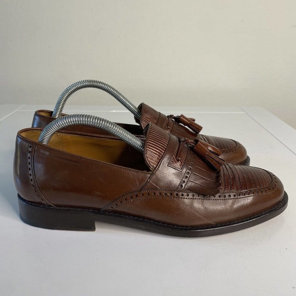 Mezlan Mens Genuine Lizard Handmade brown Kilties Tassel Shoes 8 main image 9